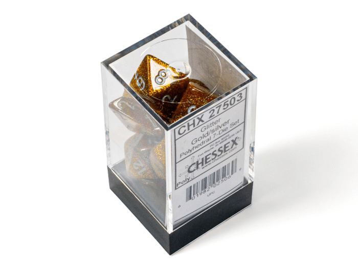 Chessex: Glitter Gold/Silver Polyhedral 7 - Dice Set - Collector Store LLC