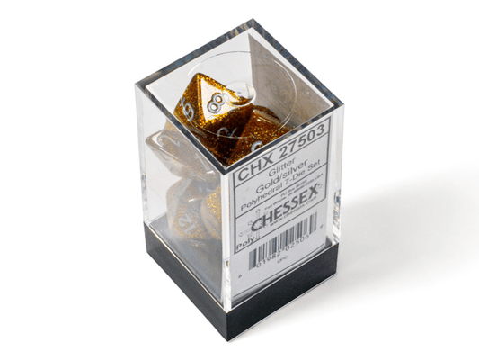 Chessex: Glitter Gold/Silver Polyhedral 7 - Dice Set - Collector Store LLC