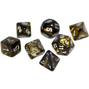 Chessex: Leaf Black/Gold Polyhedral 7 - Dice Set - Collector Store LLC