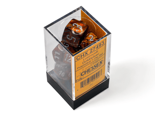 Chessex: Lustrous Gold/Silver Polyhedral 7 - Dice Set - Collector Store LLC
