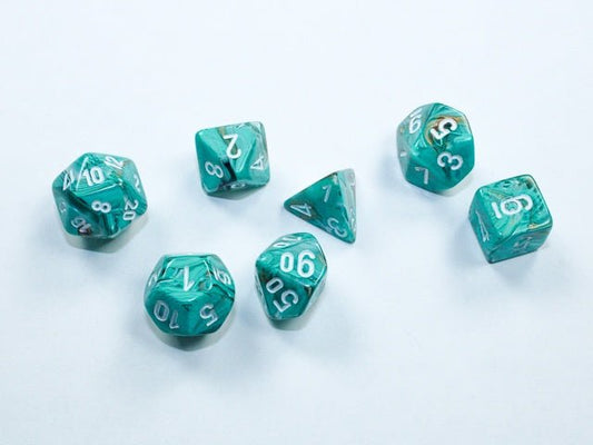 Chessex: Marble Oxi/Copper MINI Polyhedral 7 - Dice Set - Collector Store LLC