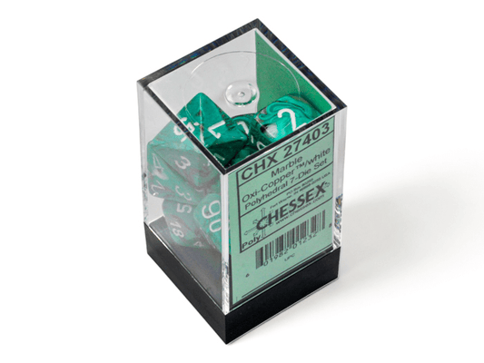 Chessex: Marble Oxi/Copper Polyhedral 7 - Dice Set - Collector Store LLC