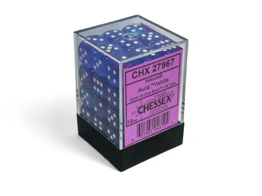 Chessex: Nebula Aura/White 12mm d6 Dice Block (36 Dice) - Collector Store LLC