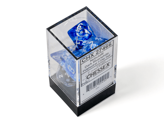 Chessex: Nebula DarkBlue/White Polyhedral 7 - Dice Set - Collector Store LLC