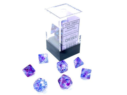 Chessex: Nebula Nocturnal/Blue MINI Polyhedral 7 - Dice Set - Collector Store LLC