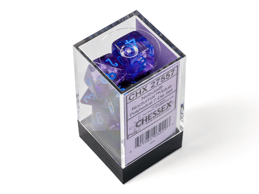 Chessex: Nebula Nocturnal/Blue Polyhedral 7 - Dice Set - Collector Store LLC
