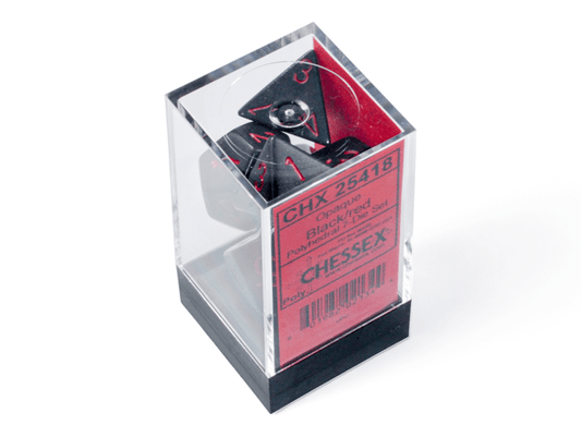 Chessex: Opaque Black/Red Polyhedral 7 - Dice Set - Collector Store LLC