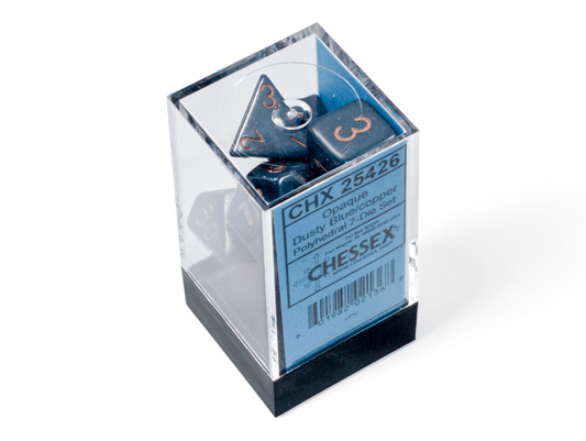 Chessex: Opaque DustyBlue/Copper Polyhedral 7 - Dice Set - Collector Store LLC