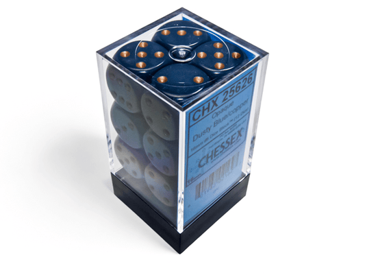Chessex: Opaque DustyBlue/Gold 16mm d6 Dice Block (12 Dice) - Collector Store LLC