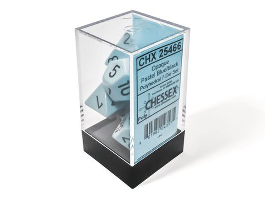 Chessex: Opaque Pastel Blue/Black Polyhedral 7 - Dice Set - Collector Store LLC