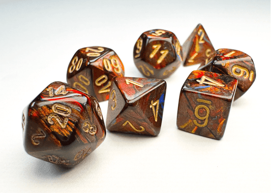 Chessex: Scarab BlueBlood/Gold MINI Polyhedral 7 - Dice Set - Collector Store LLC