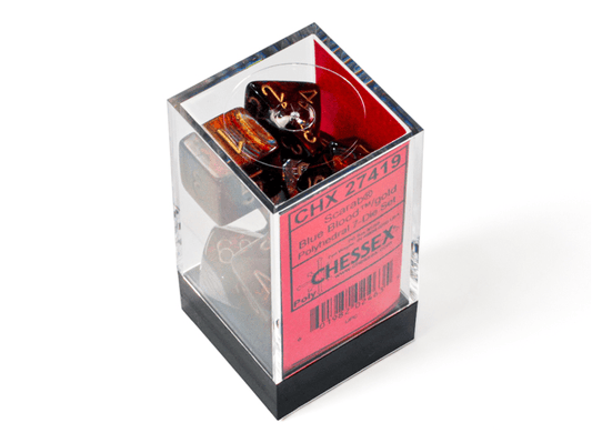Chessex: Scarab BlueBlood/Gold Polyhedral 7 - Dice Set - Collector Store LLC