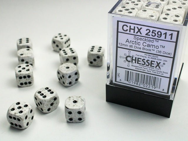 Chessex: Speckled Arctic 12mm d6 Dice Block (36 Dice) - Collector Store LLC