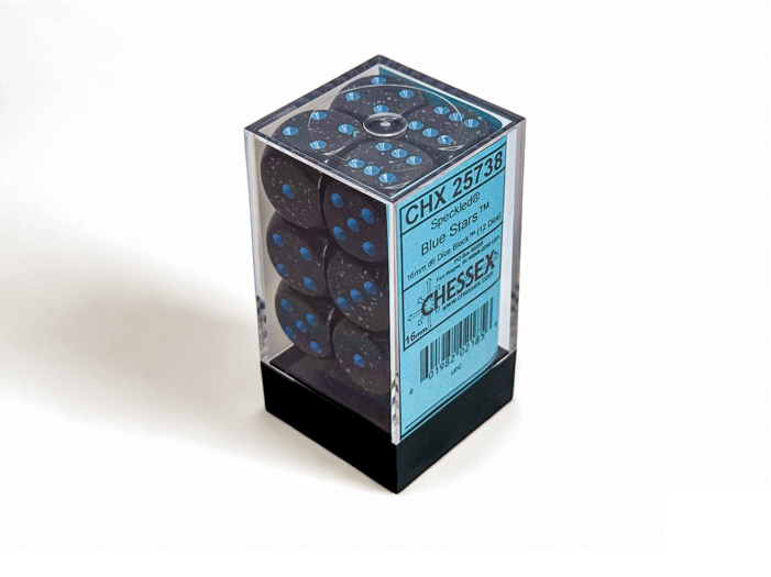 Chessex: Speckled Blue Stars 16mm d6 Dice Block (12 Dice) - Collector Store LLC
