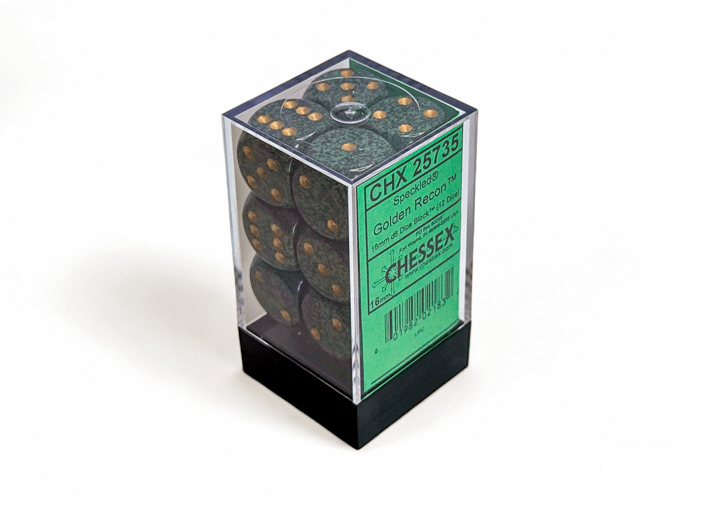 Chessex: Speckled Golden Recon 16mm d6 Dice Block (12 Dice) - Collector Store LLC