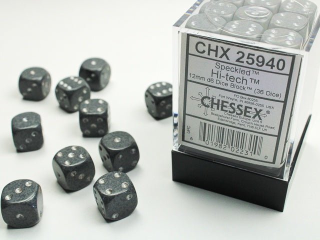 Chessex: Speckled Hi Tech 12mm d6 Dice Block (36 Dice) - Collector Store LLC