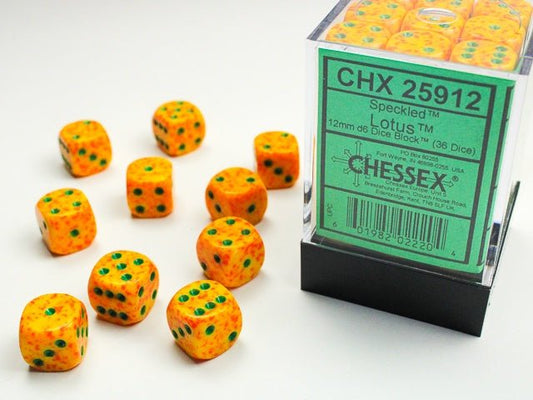 Chessex: Speckled Lotus 12mm d6 Dice Block (36 Dice) - Collector Store LLC