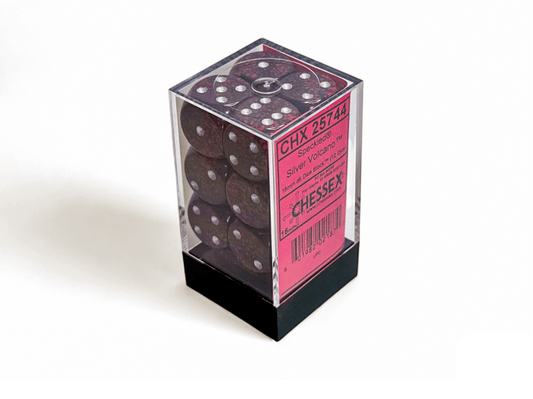 Chessex: Speckled Silver Volcano 16mm d6 Dice Block (12 Dice) - Collector Store LLC