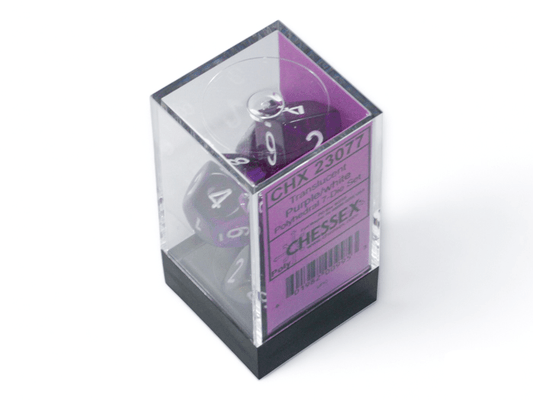 Chessex: Translucent Purple/White Polyhedral 7 - Dice Set - Collector Store LLC