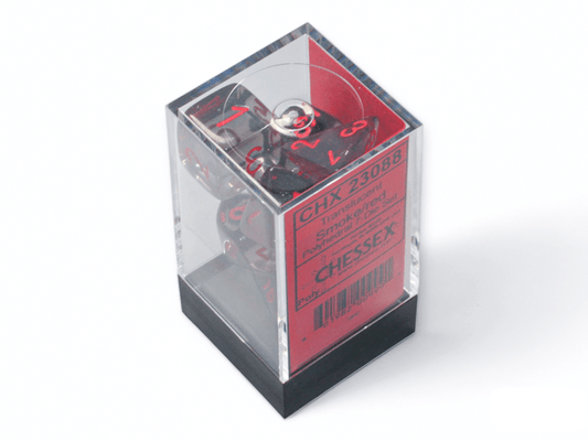 Chessex: Translucent Smoke/Red Polyhedral 7 - Dice Set - Collector Store LLC