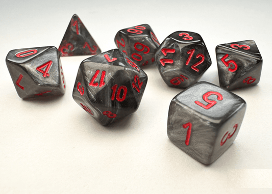 Chessex: Velvet Black/Red MINI Polyhedral 7 - Dice Set - Collector Store LLC