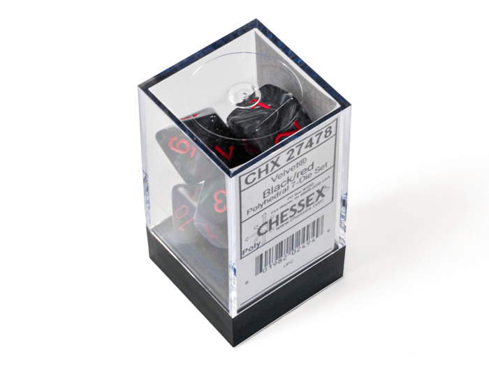 Chessex: Velvet Black/Red Polyhedral 7 - Dice Set - Collector Store LLC