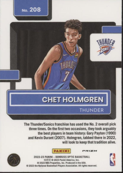 Chet Holmgren 2022 - 23 Panini Donruss Optic Rated Rookie Purple Prizm #208 - Collector Store LLC