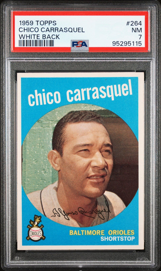 Chico Carrasquel 1959 Topps White Back #264 PSA 7 - Collector Store LLC