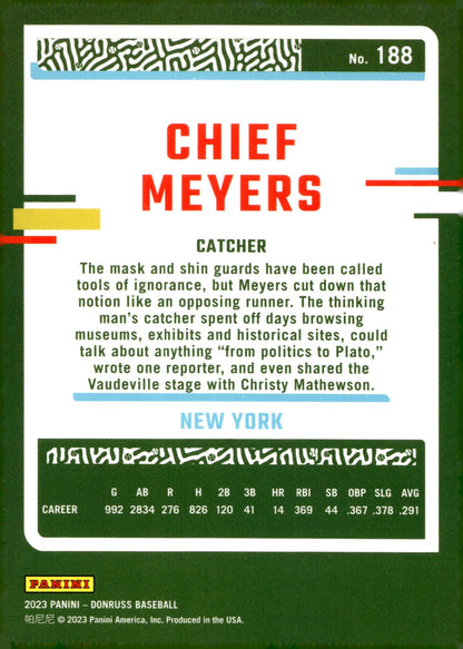 Chief Meyers 2023 Panini Donruss Red Holo 1341/2023 188 - Collector Store LLC