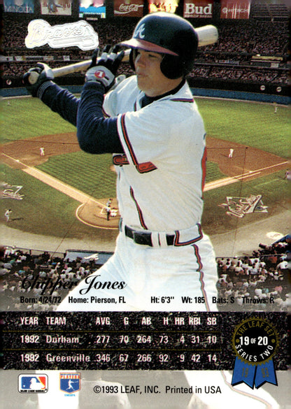 Chipper Jones 1993 Leaf Series 2 Gold Rookies 19 - Collector Store LLC