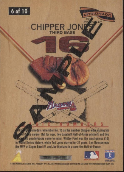 Chipper Jones 1996 Pinnacle Aficionado Magic Numbers 16 #6 - Collector Store LLC