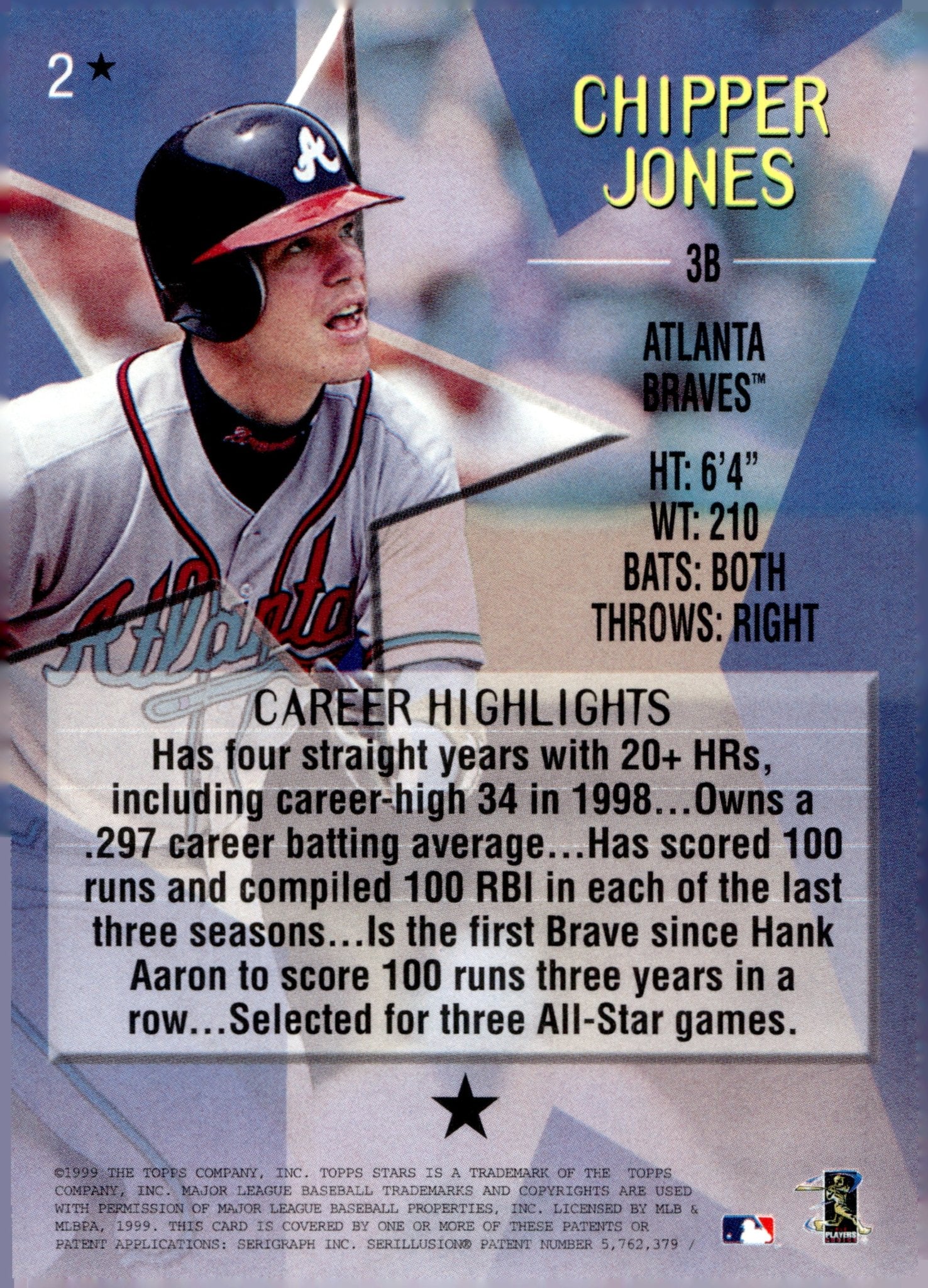 Chipper Jones 1999 Topps Stars 2 - Collector Store LLC