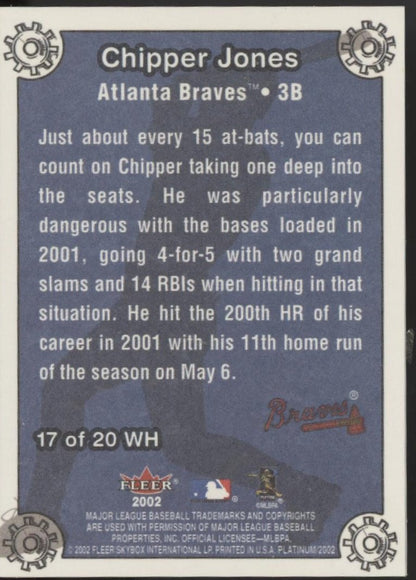 Chipper Jones 2002 Fleer Platinum Wheelhouse #17 #1 - Collector Store LLC