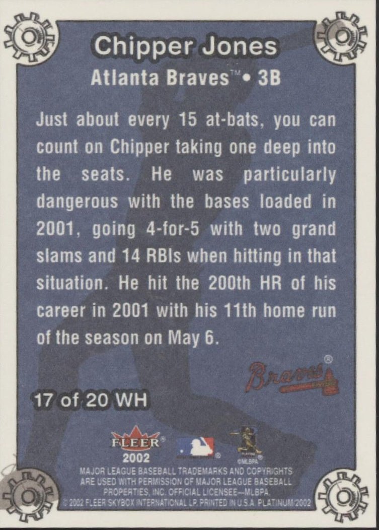 Chipper Jones 2002 Fleer Platinum Wheelhouse #17 #2 - Collector Store LLC