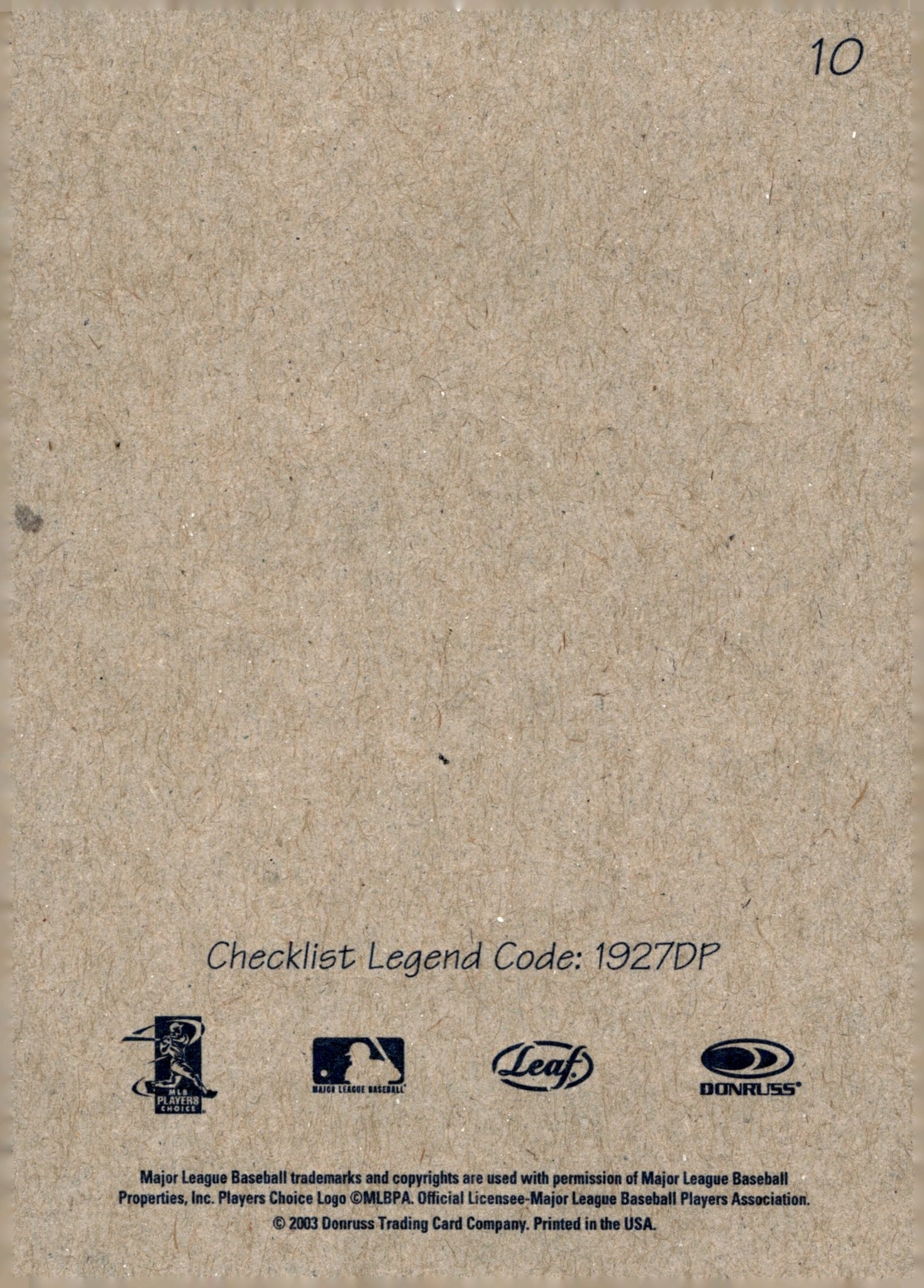 Chipper Jones 2003 Donruss Playoff Checklist Legend Code 10 - Collector Store LLC