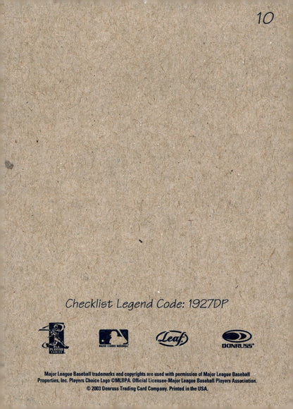 Chipper Jones 2003 Donruss Playoff Checklist Legend Code 10 - Collector Store LLC