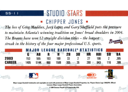 Chipper Jones 2004 Donruss Studio Stars #SS - 11 - Collector Store LLC