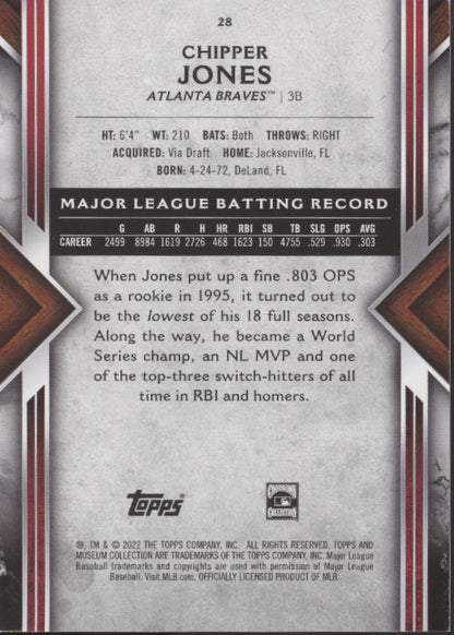 Chipper Jones 2022 Topps Museum Collection #28 - Collector Store LLC