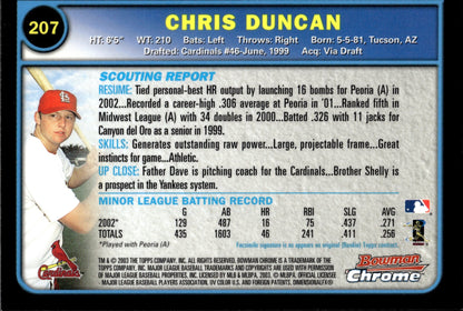 Chris Duncan 2003 Bowman Chrome 1st Year 207 - Collector Store LLC