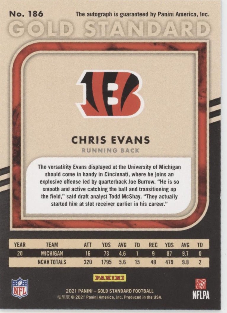 Chris Evans 2021 Panini Gold Standard RC Auto 38/49 #186 - Collector Store LLC