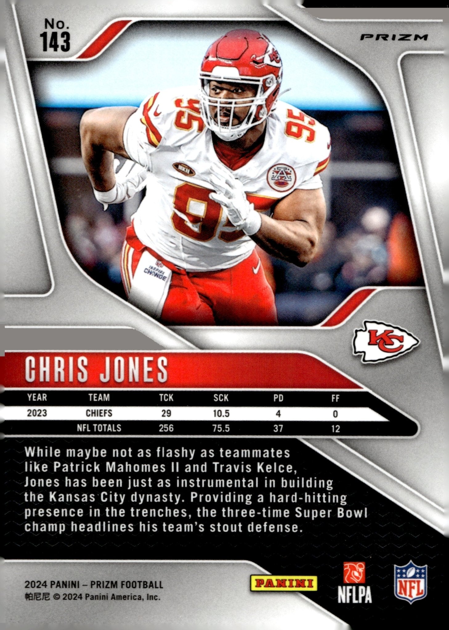 Chris Jones 2024 Panini Prizm Orange Lazer Prizm #143 #1 - Collector Store LLC