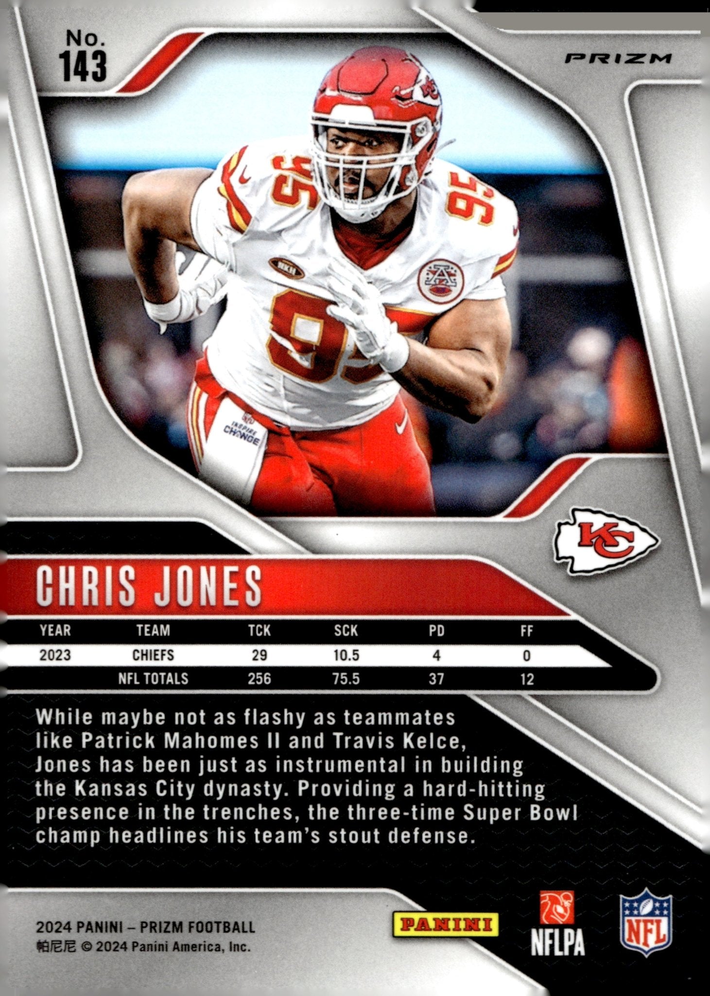 Chris Jones 2024 Panini Prizm Red White & Blue Prizm #143 #1 - Collector Store LLC