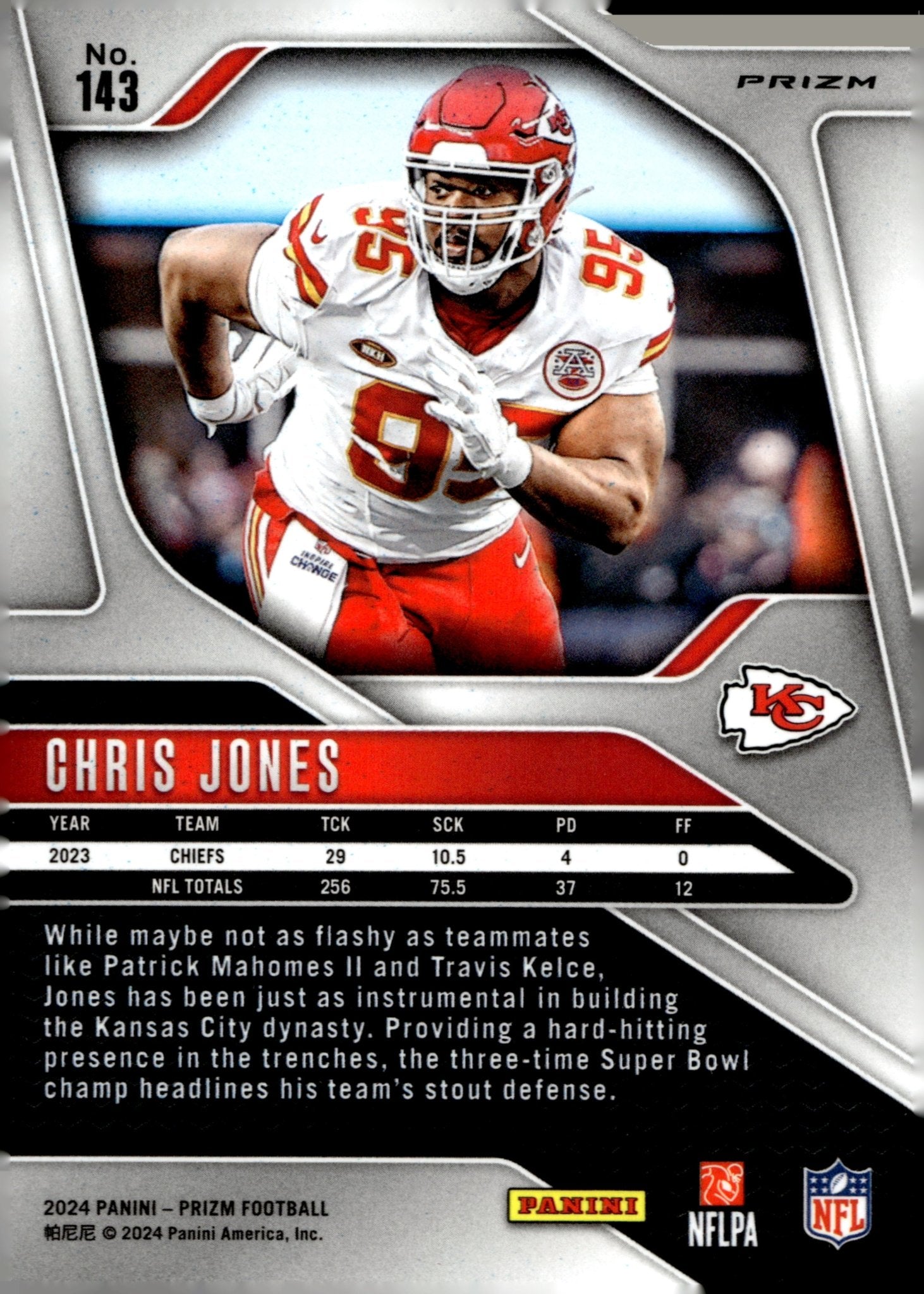 Chris Jones 2024 Panini Prizm Silver Prizm #143 - Collector Store LLC