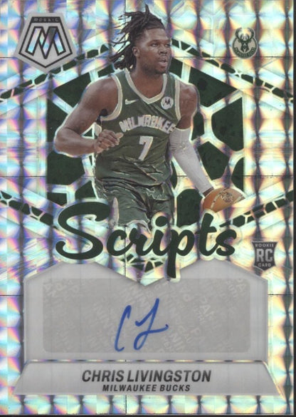 Chris Livingston 2023 - 24 Panini Mosaic Scripts Prizm RC Auto #RS - LGN - Collector Store LLC