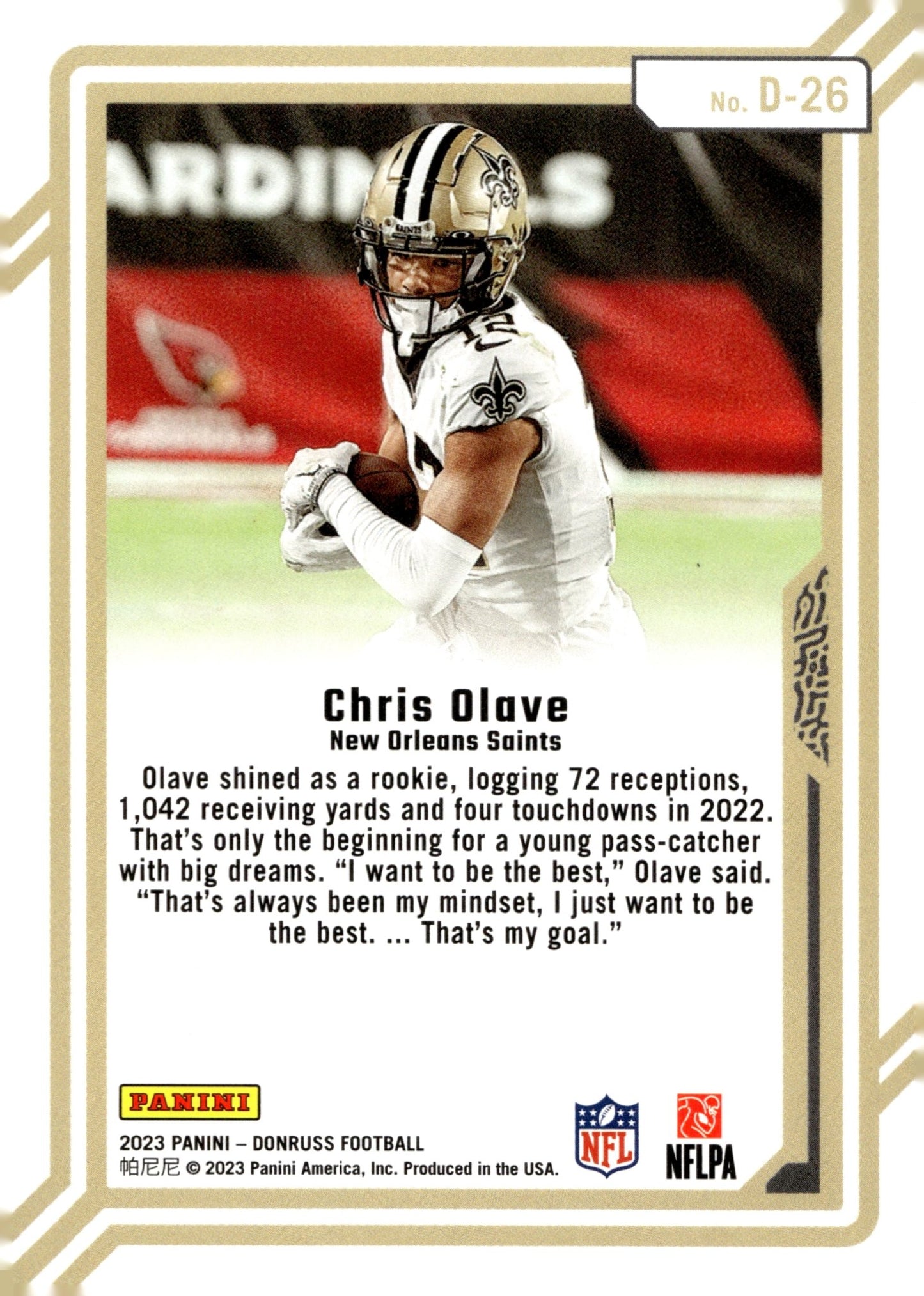 Chris Olave 2023 Panini Donruss Dominators #D - 26 - Collector Store LLC