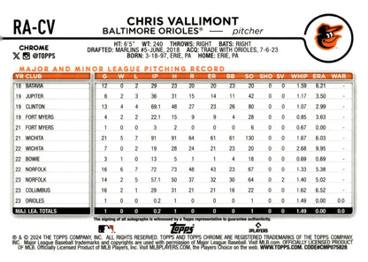 Chris Vallimont 2024 Topps Chrome RC Auto #RA - CV - Collector Store LLC