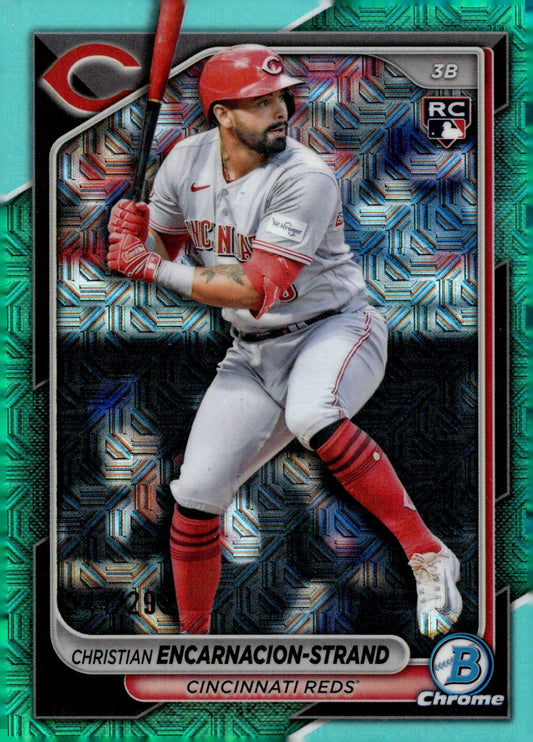 Christian Encarnacion - Strand 2024 Bowman Chrome Aqua Mojo Refractor RC 141/299 - Collector Store LLC