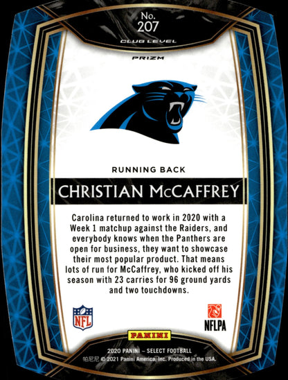 Christian McCaffrey 2020 Panini Select Die - Cut White Prizm #207 - Collector Store LLC