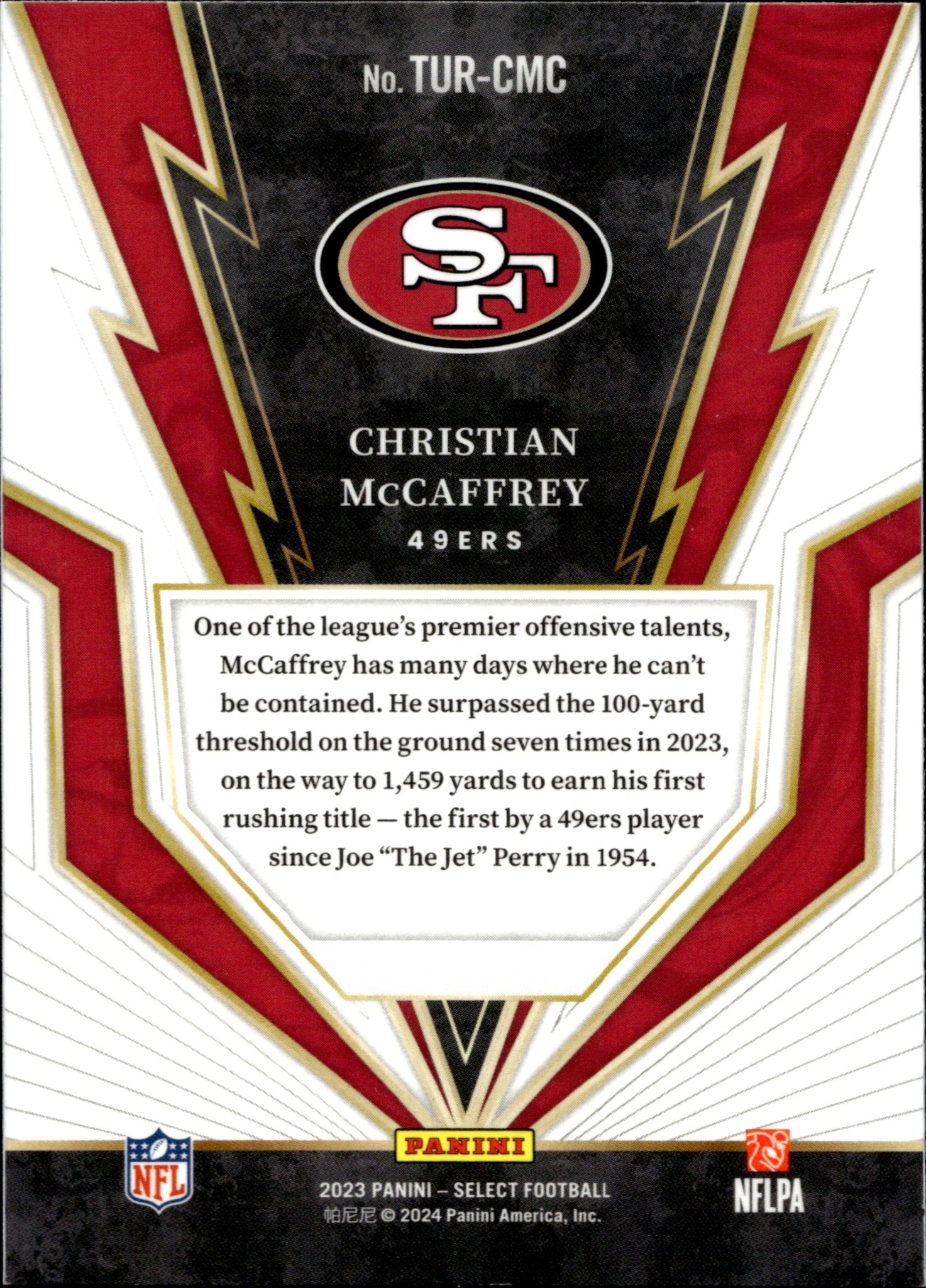 Christian McCaffrey 2023 Panini Select Turbo Charged #TUR - CMC - Collector Store LLC