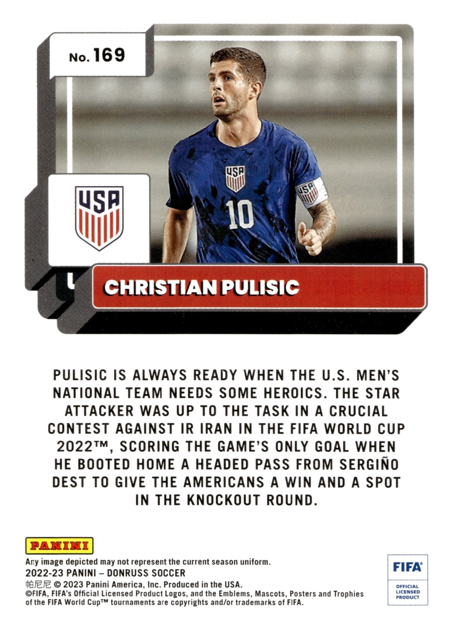 Christian Pulisic 2022 - 23 Panini Donruss Green Foil #169 - Collector Store LLC